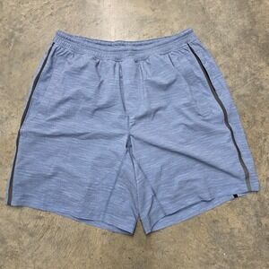 Lululemon Athletica Mens XXL Blue Textured Athletic Shorts Gym Workout Running